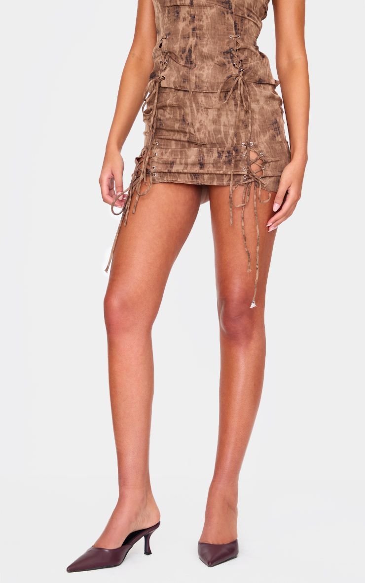 Side lace up high waist mini skirt
