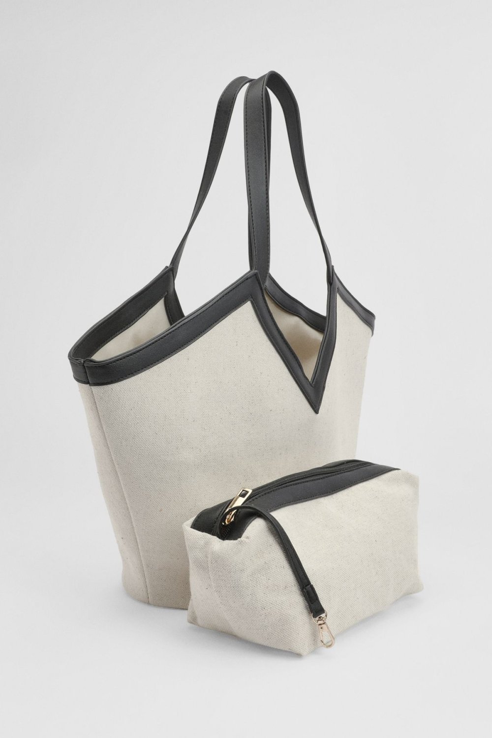 Linen tote bag with pouch