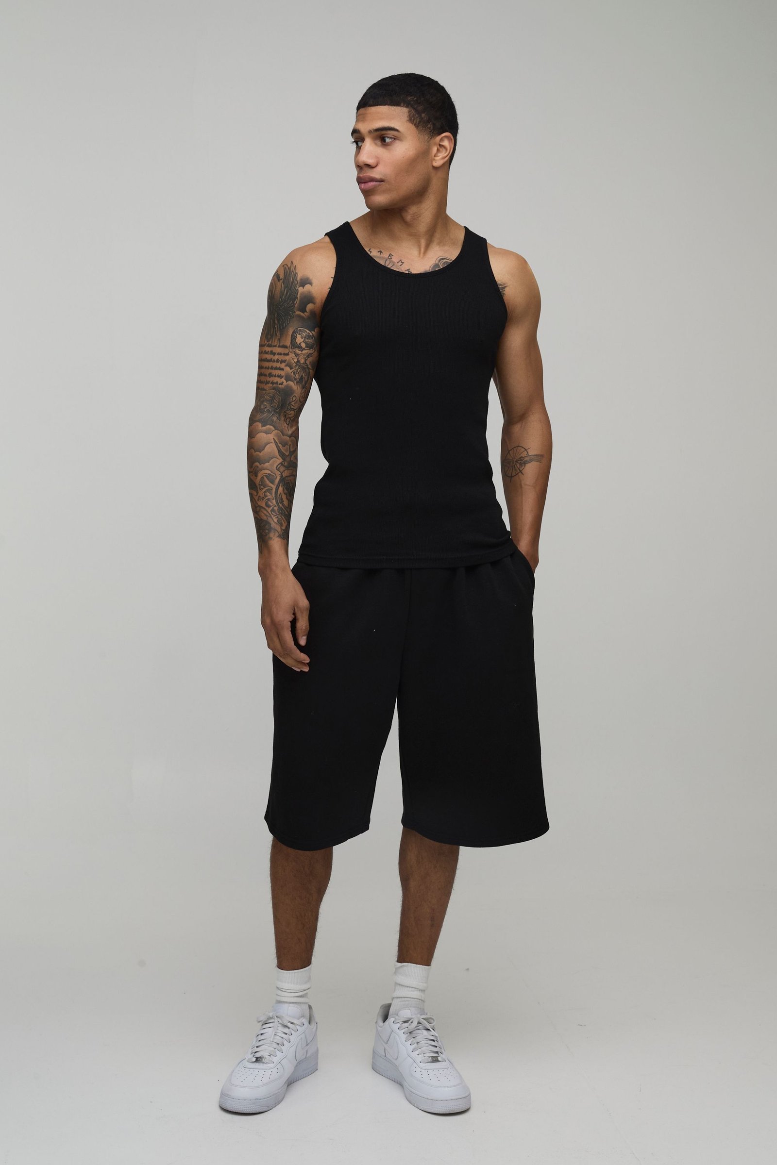 Débardeur côtelé basique muscle fit