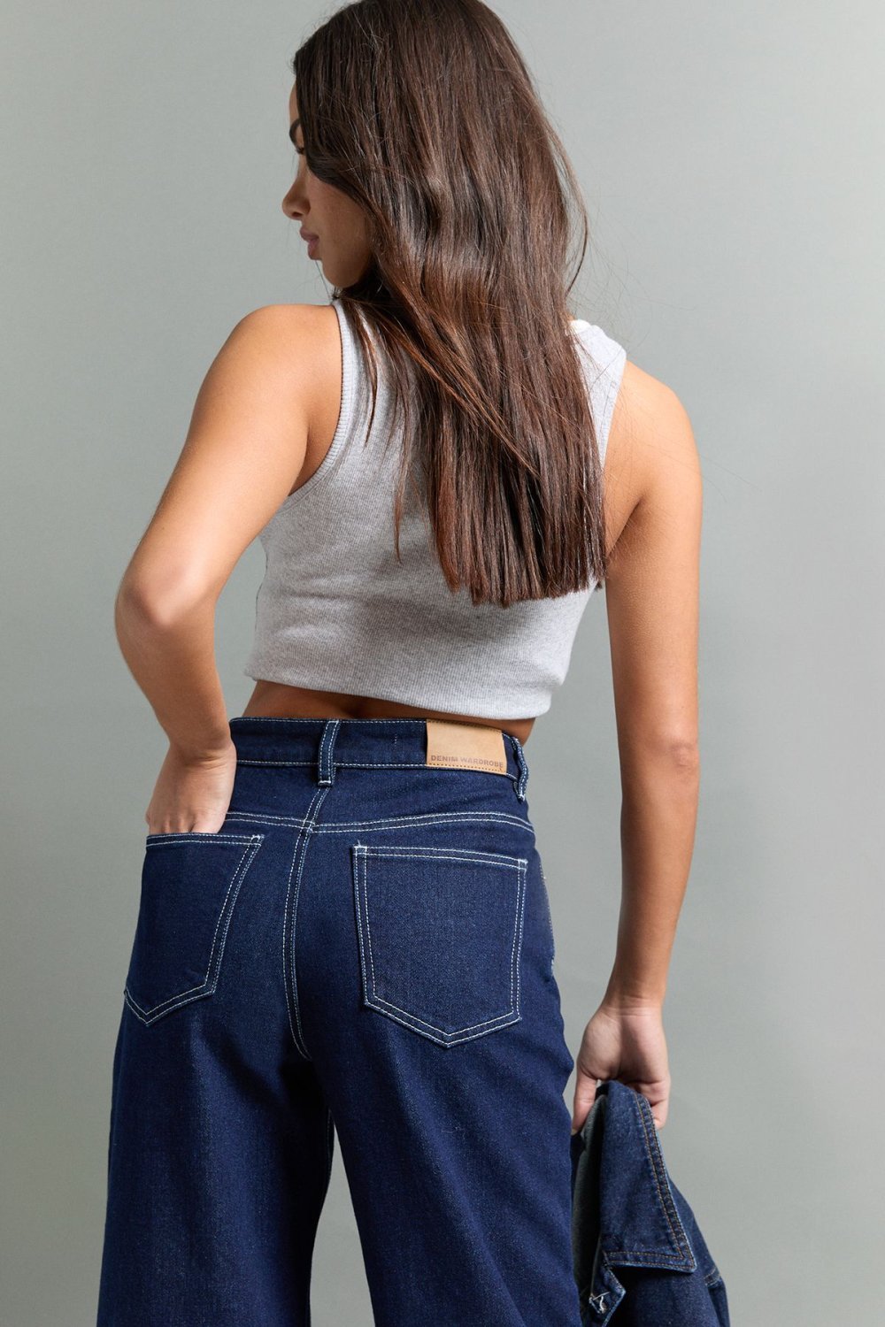 Indigo high-waisted straight leg jeans - Petite