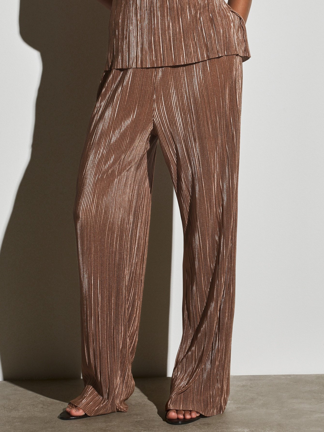 Ensemble blouse w serwal palazzo plissé métallisé