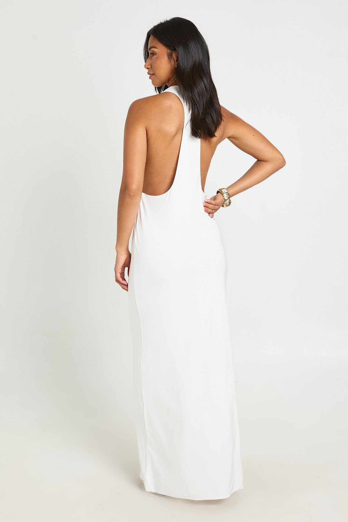 Robe maxi moulante dos nu à col licou - Petite
