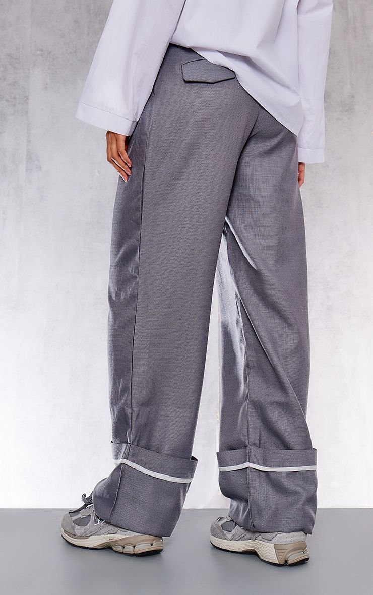 Pleat front wide leg trousers with turn-ups