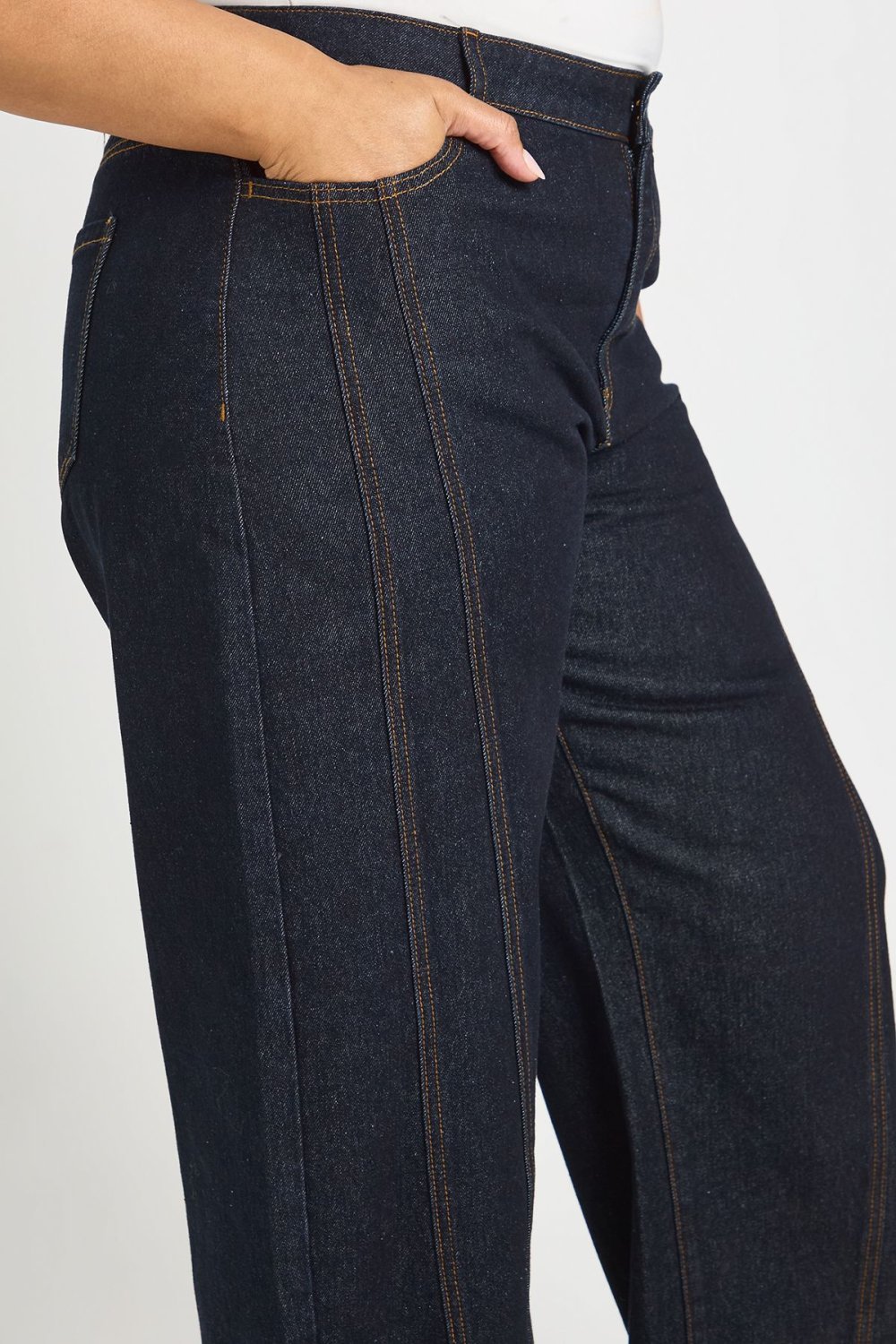 Jean barrel taille haute indigo - Grande taille