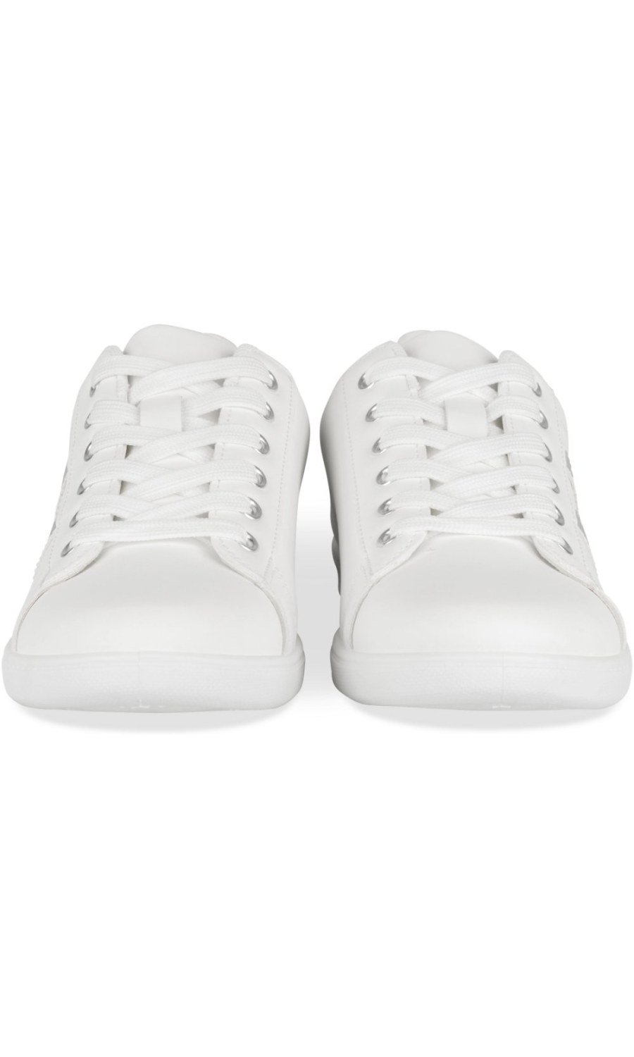 White sneakers with glitter stripes