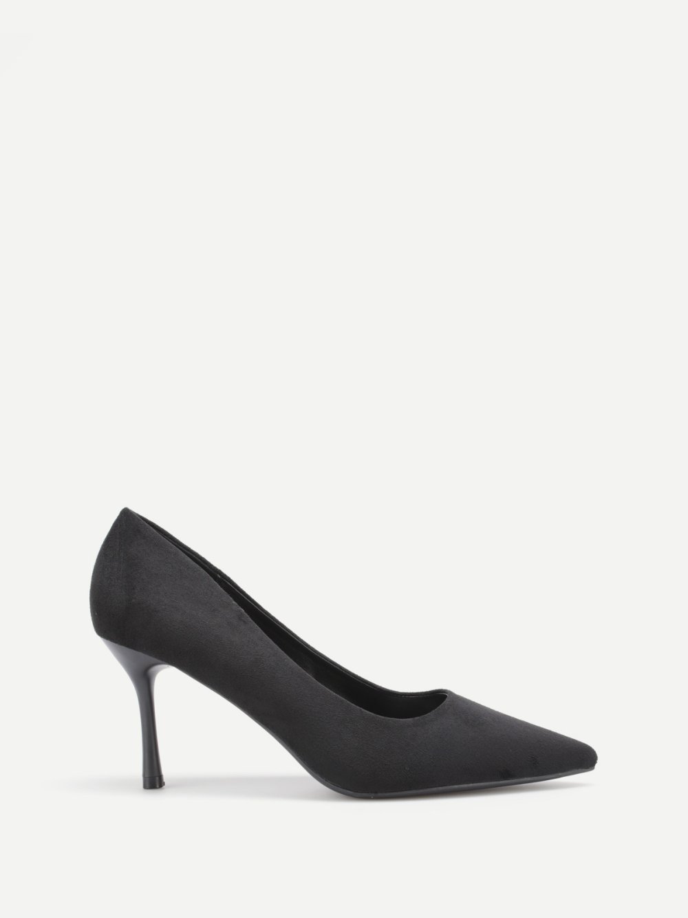 Escarpins pointus en suédine talon mat noirs