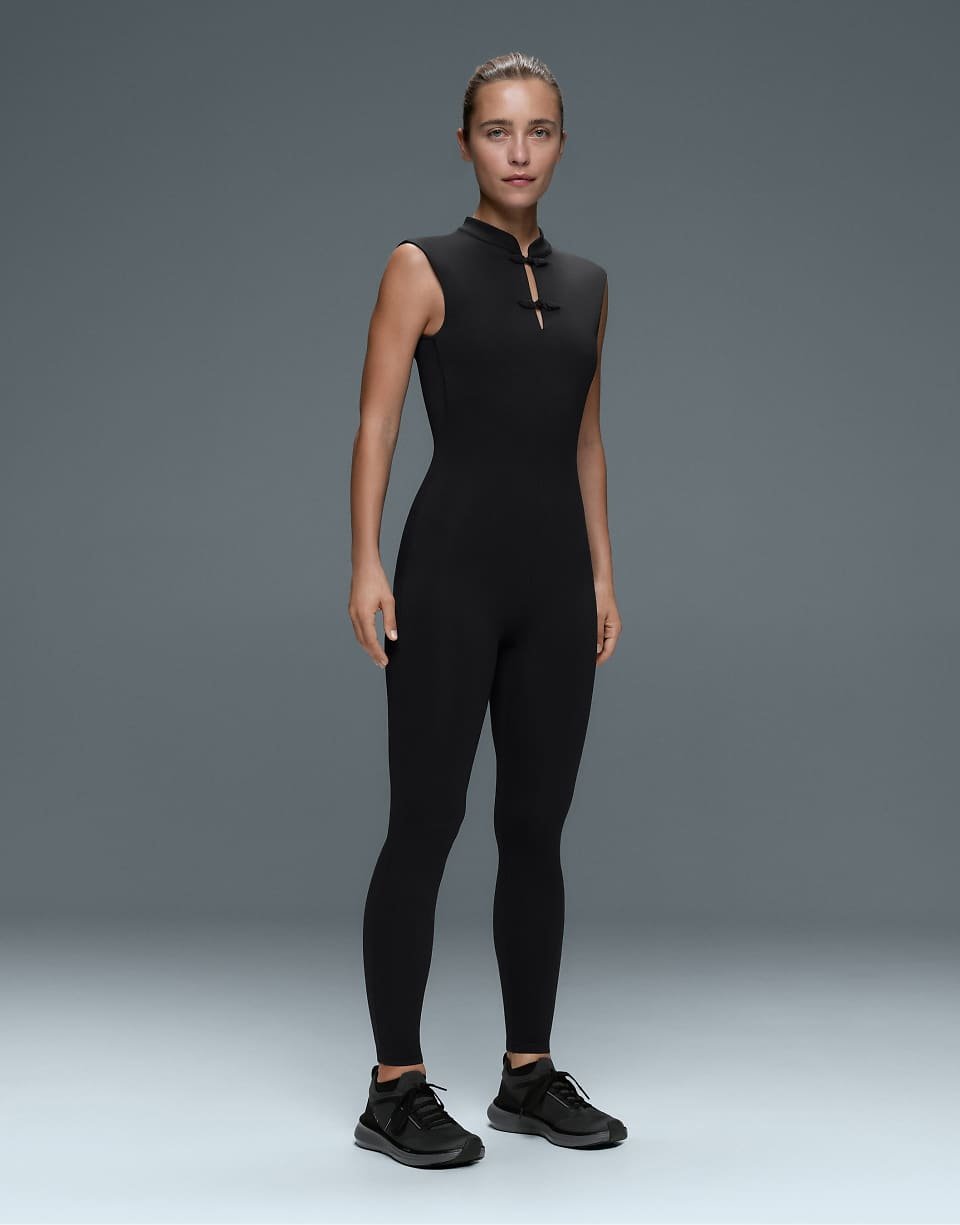 Comfortlux mandarin-collar jumpsuit - Black