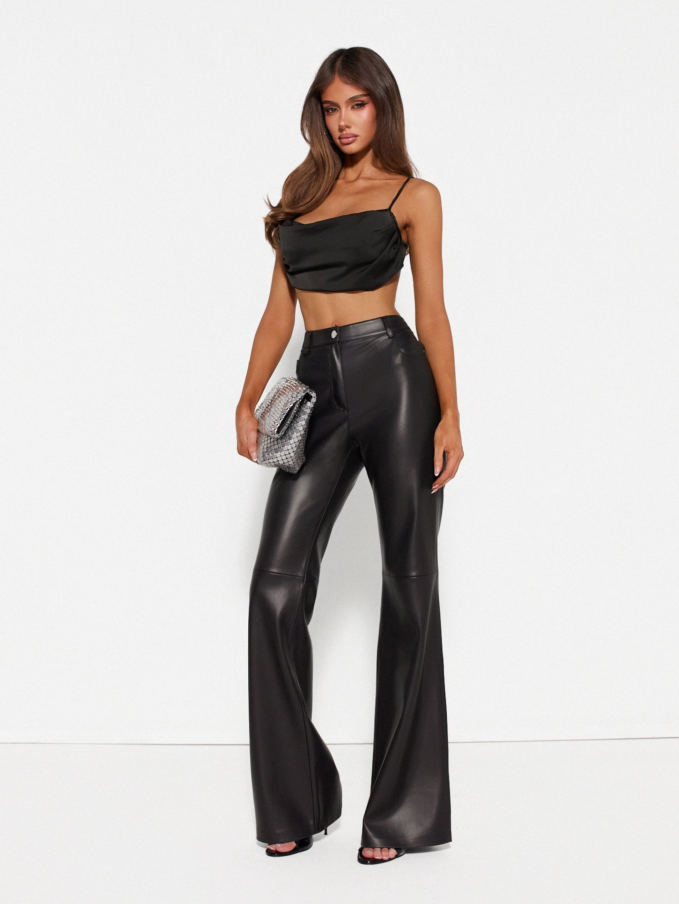 Satin cropped top with open back