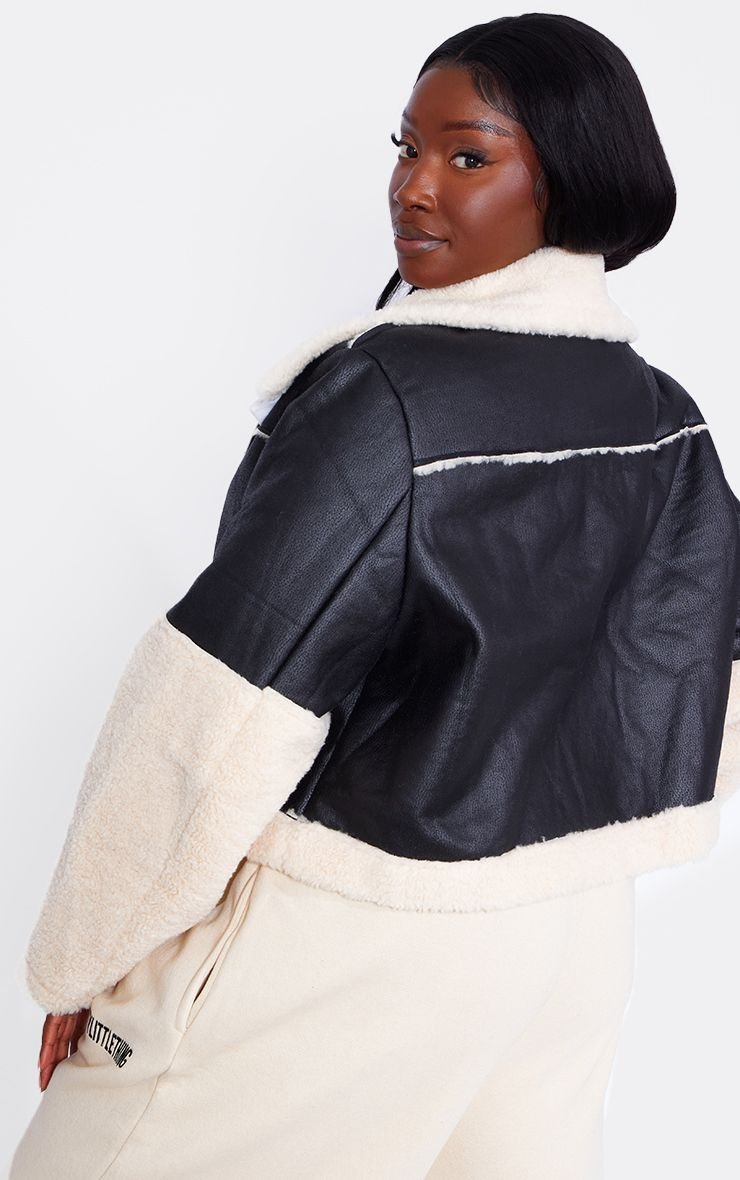 Blouson Aviateur Grande Taille Synthétique Avec Bordure Imitation Mouton