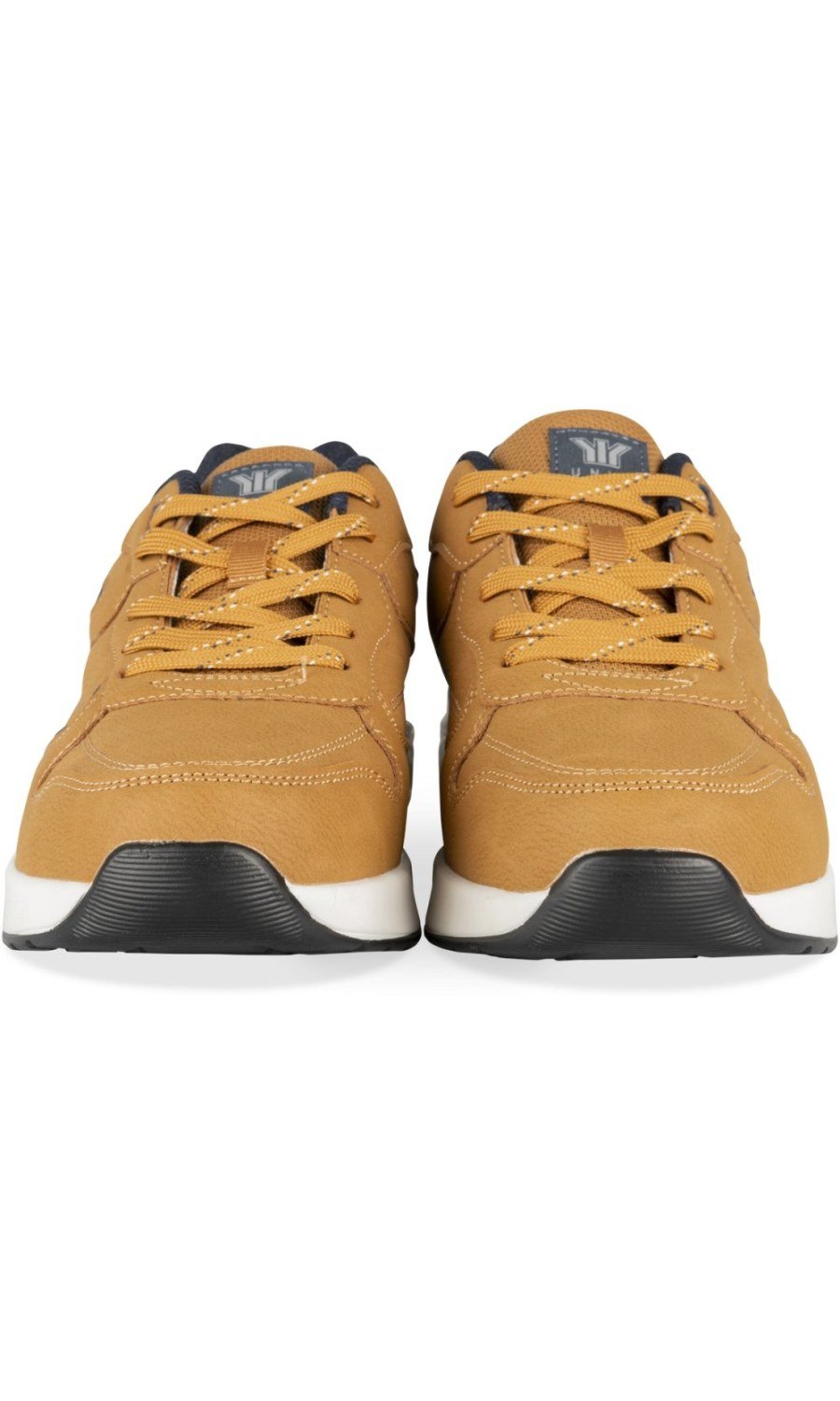 Camel mixed-texture sneakers with air bubble sole