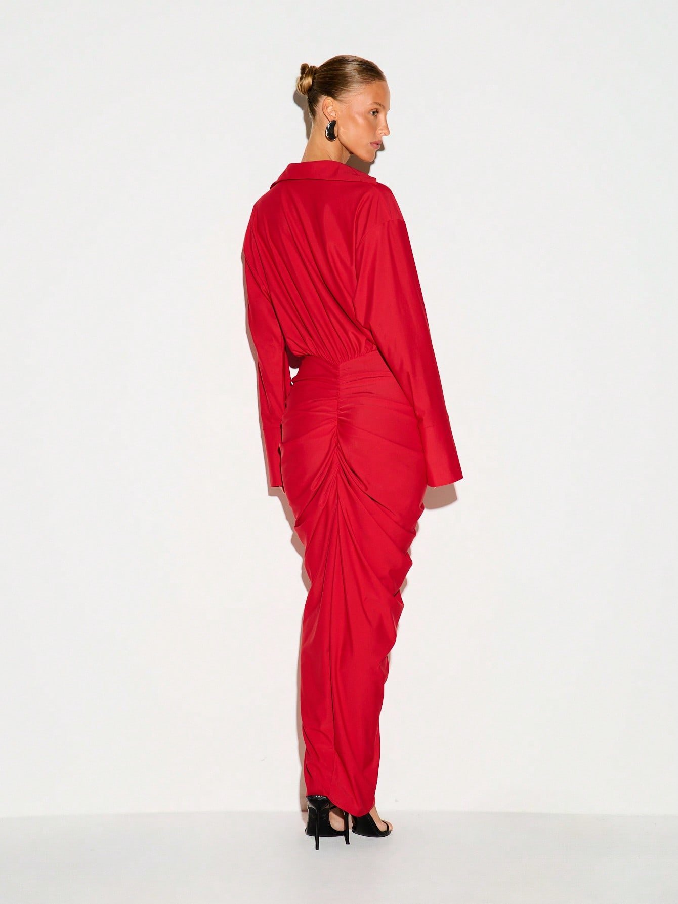 Plunge neck wrap maxi dress with twist knot