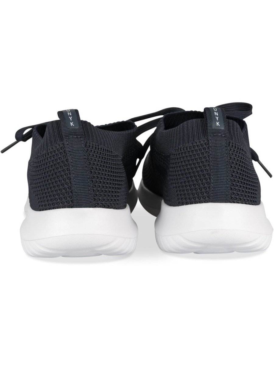 Navy and white knit sneakers