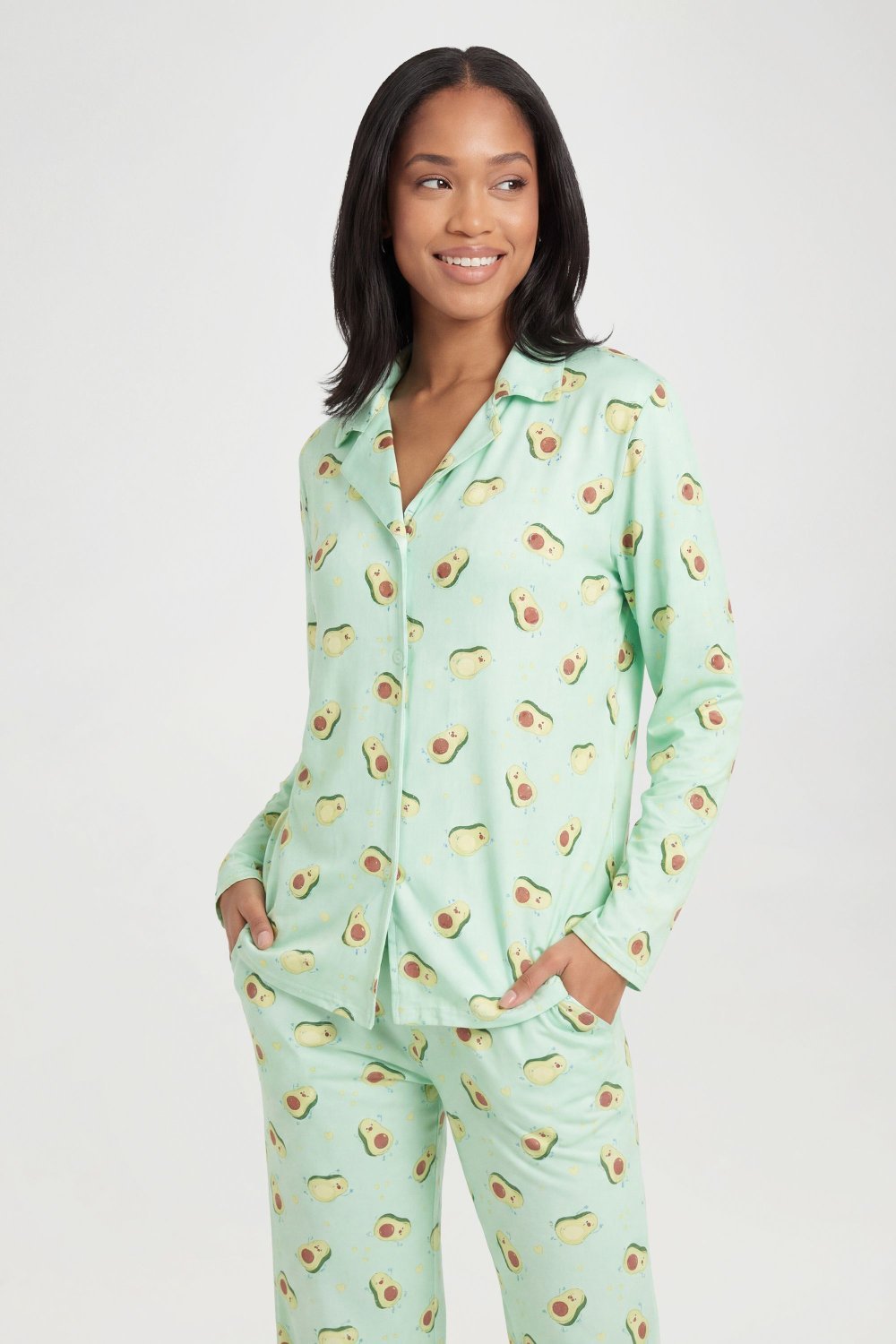 Avocado print top and trouser pyjama set