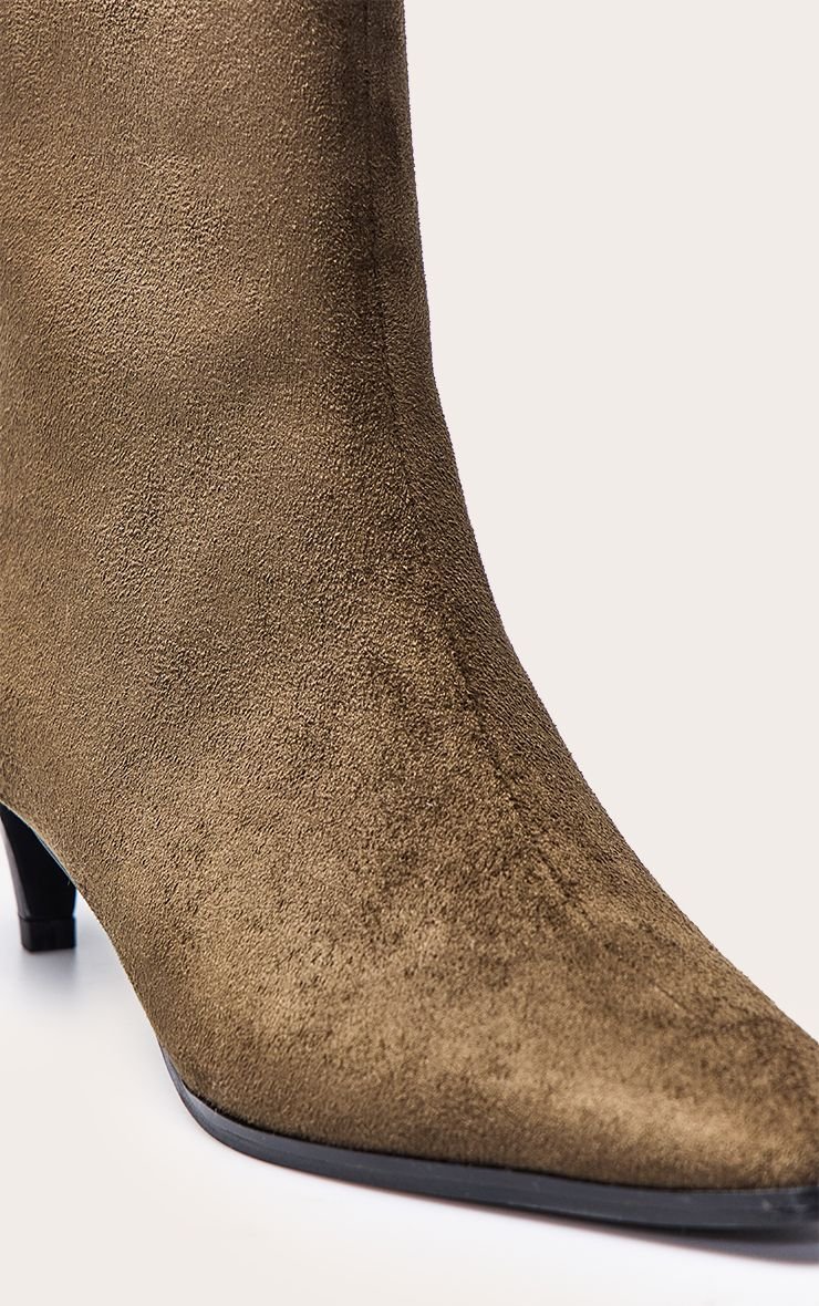 Kitten-heel faux suede ankle boots