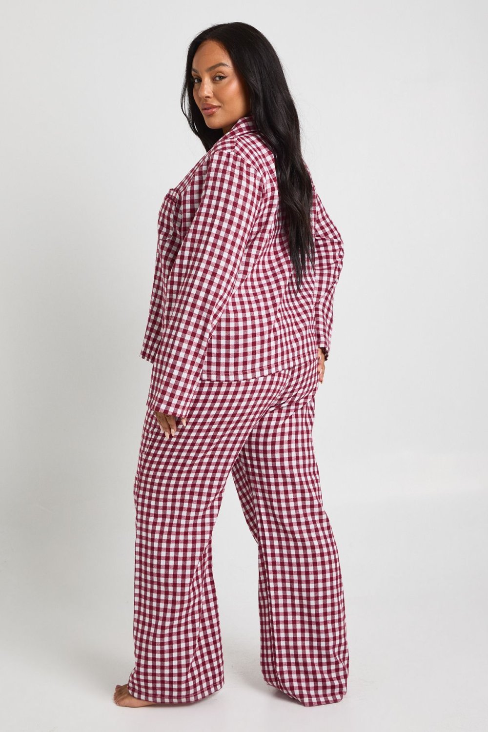 Pyjama chemise et pantalon bordeaux - Grande taille