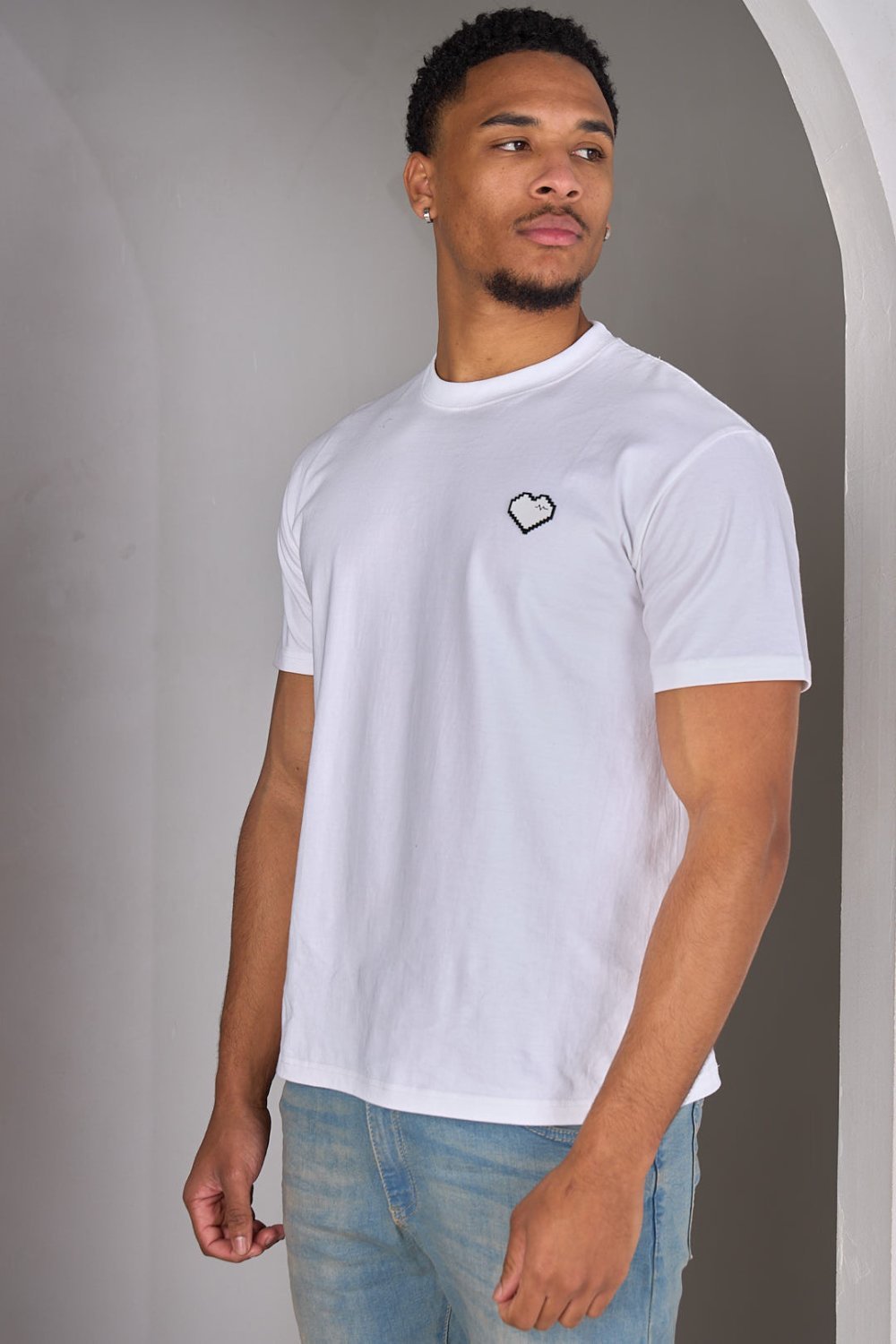 T-shirt à empiècement cœur blanc