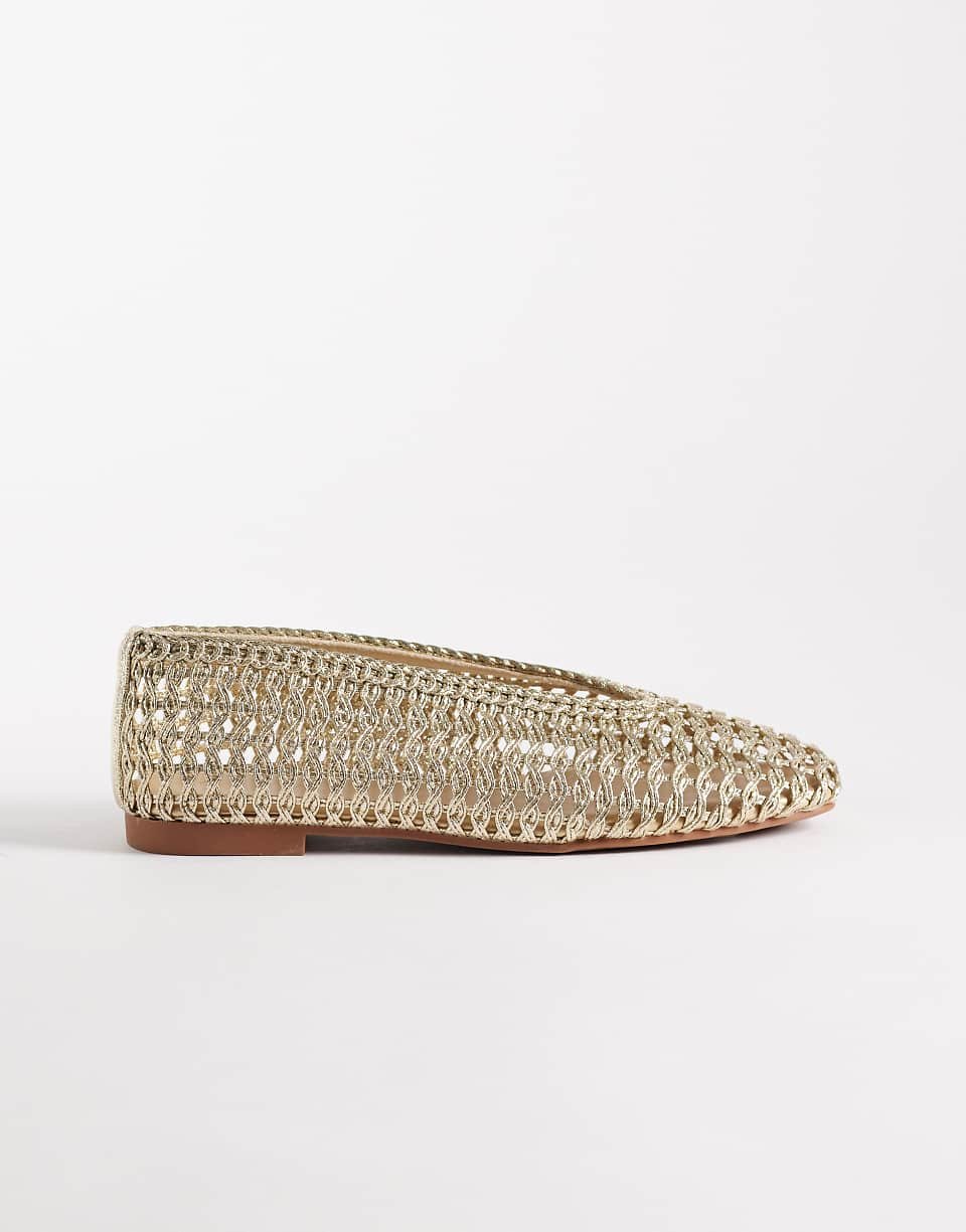 Lioness woven-effect ballet flats in gold