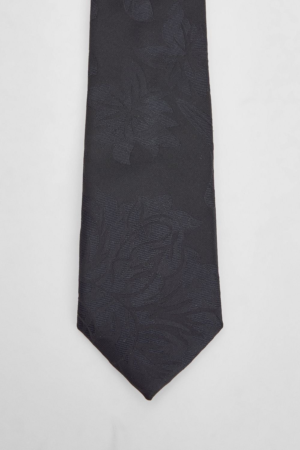 Black floral jacquard tie