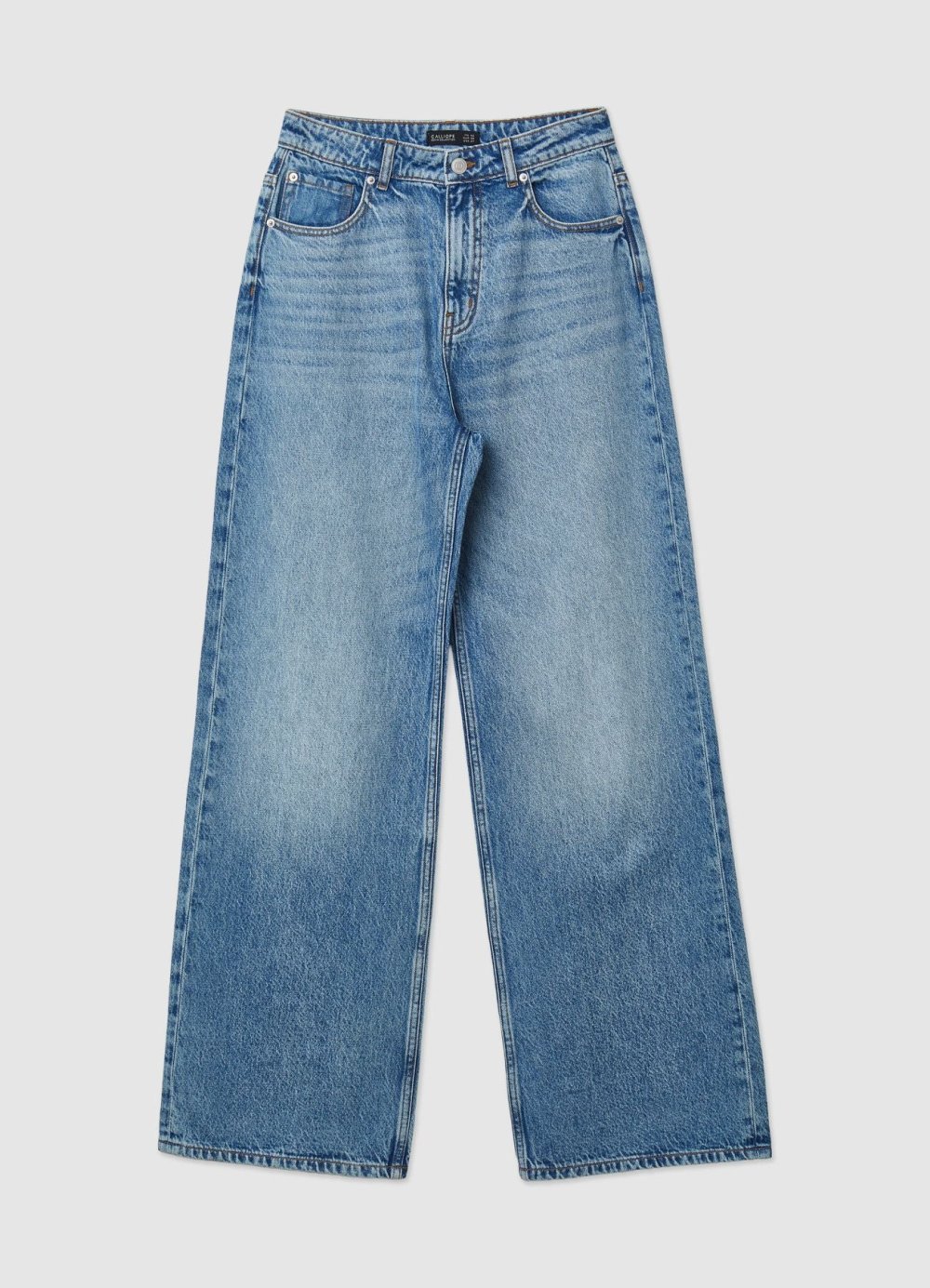 Mid blue high-waisted baggy jeans