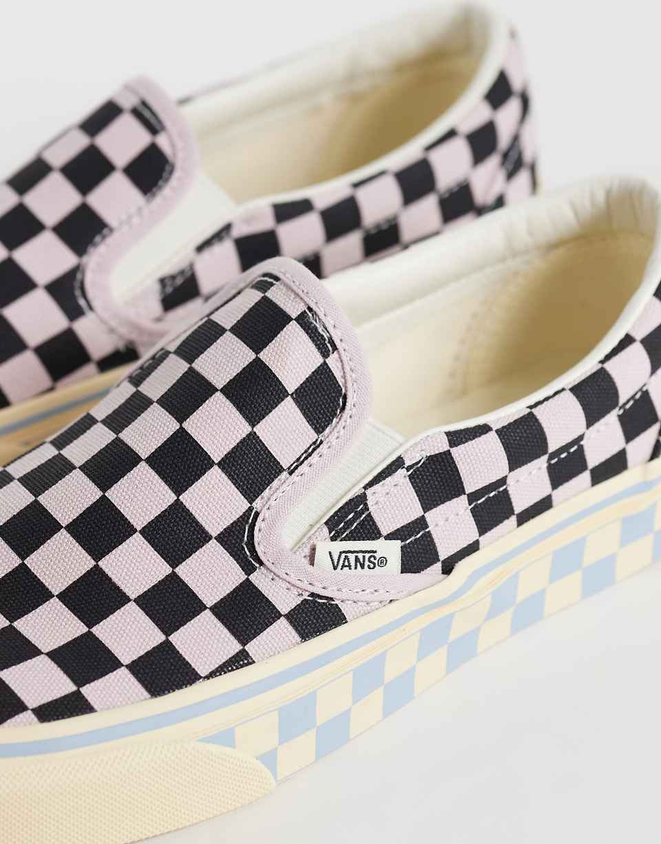 Classic Slip-on checkerboard trainers in pink and blue