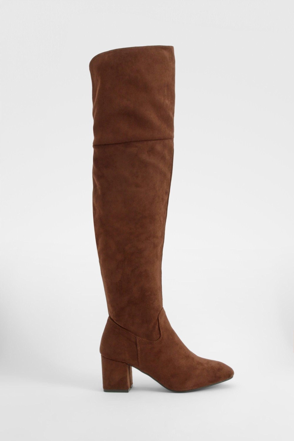 Block-heel faux suede over-the-knee boots
