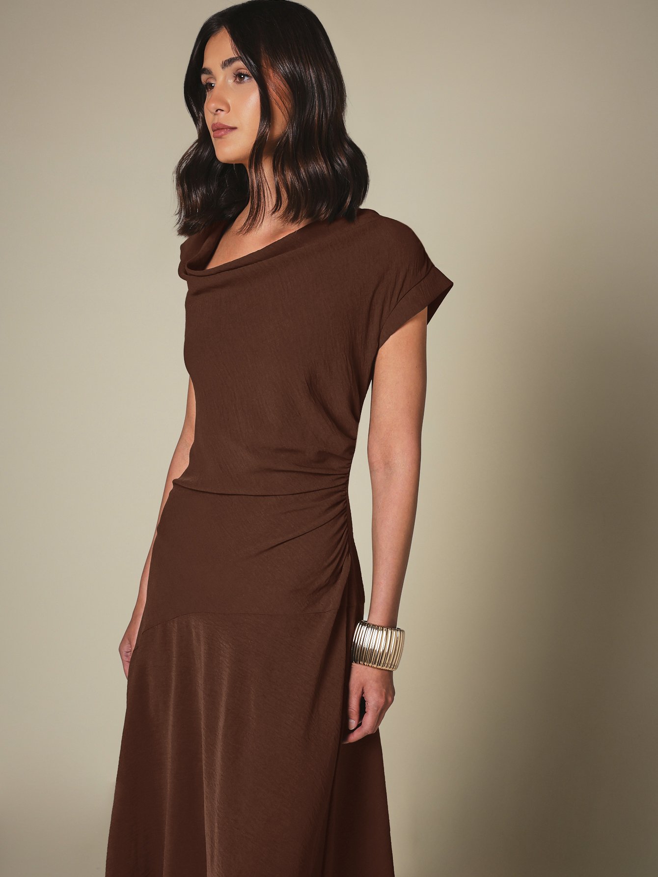 Robe midi col drapé b kmam 9sar