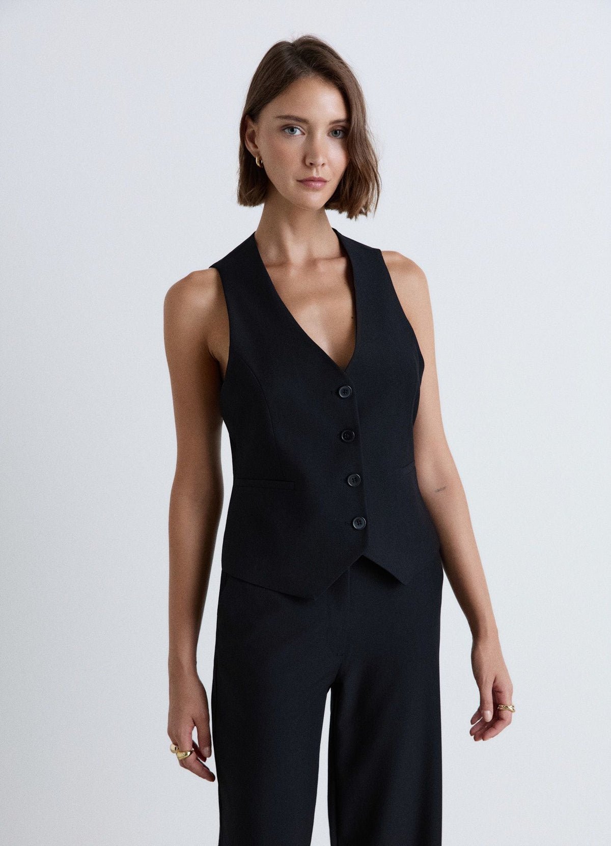 Gilet tailleur col V b boutons