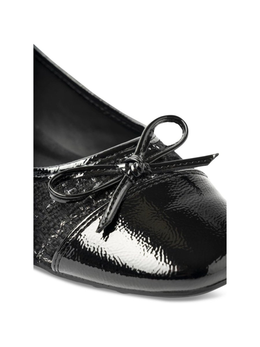 Black tweed-effect ballerinas, patent toe