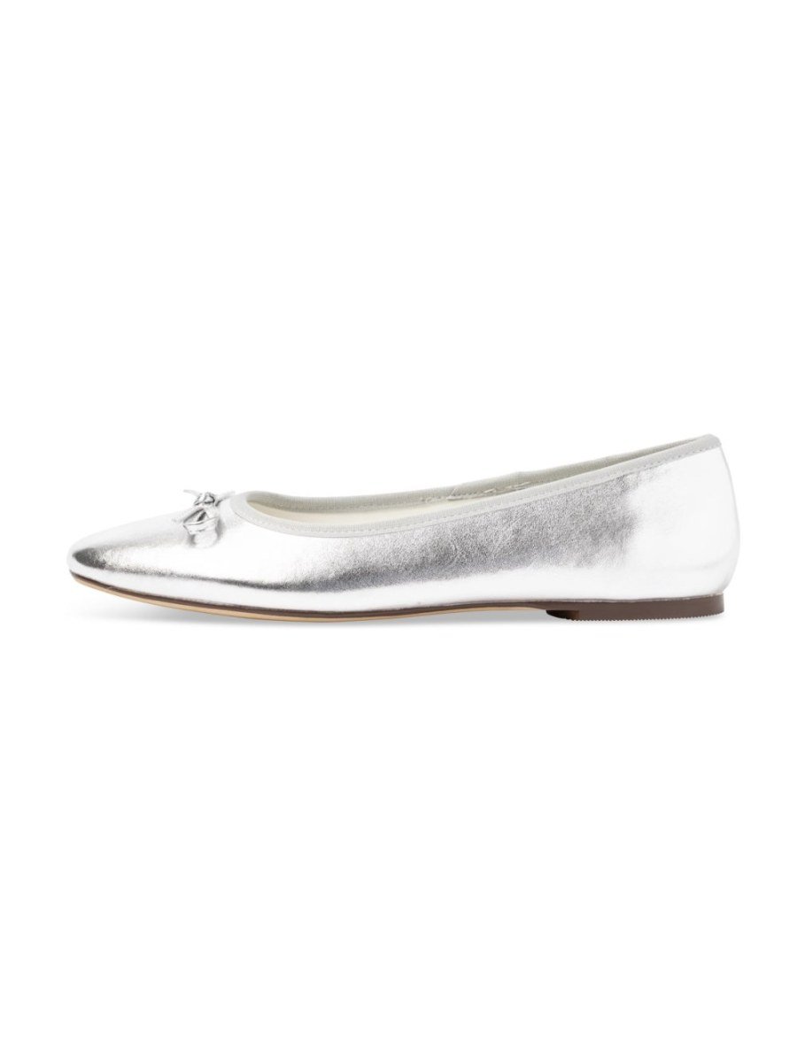 Silver metallic bow ballerinas