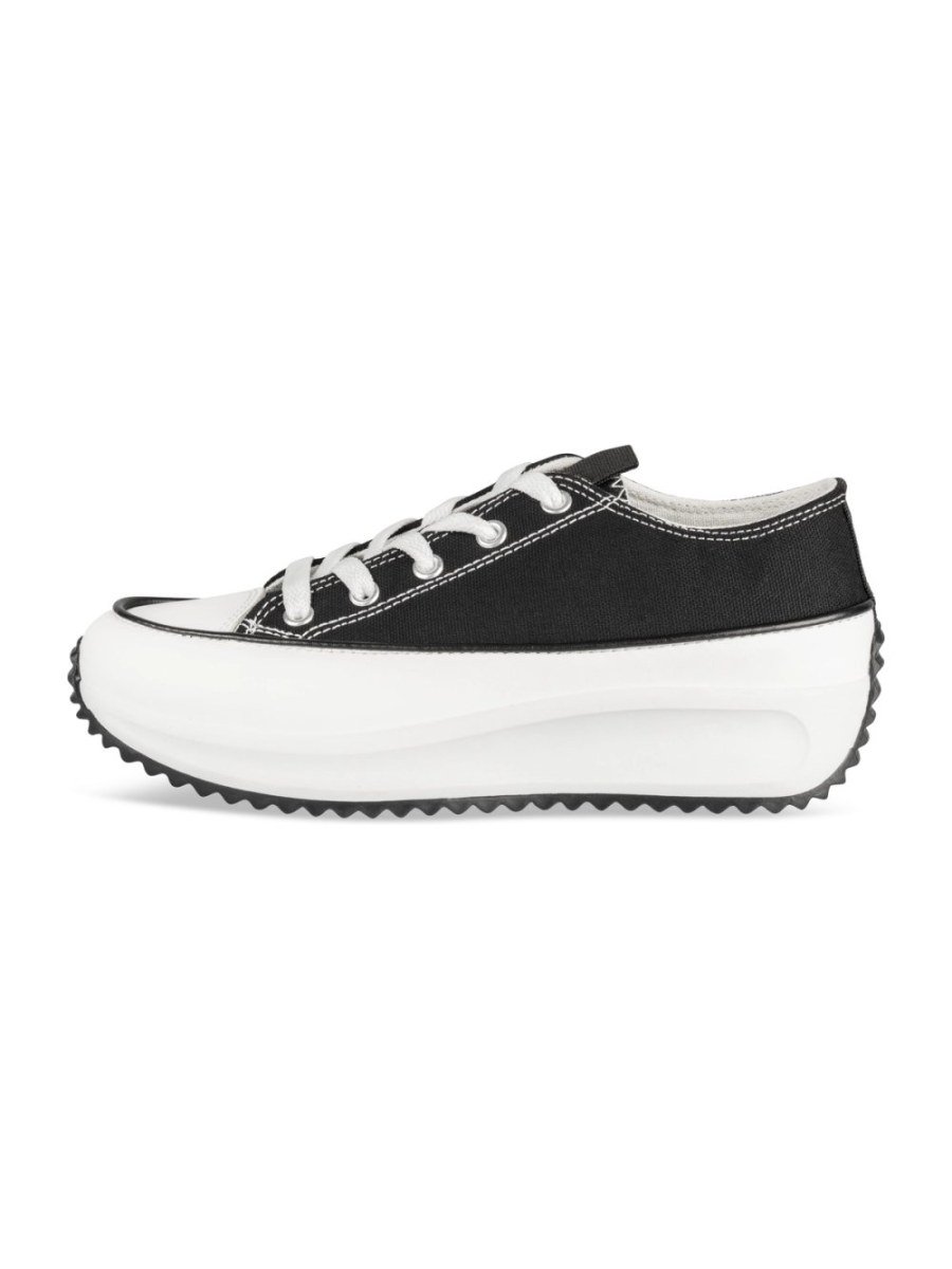 Black canvas cleated platform sneakers