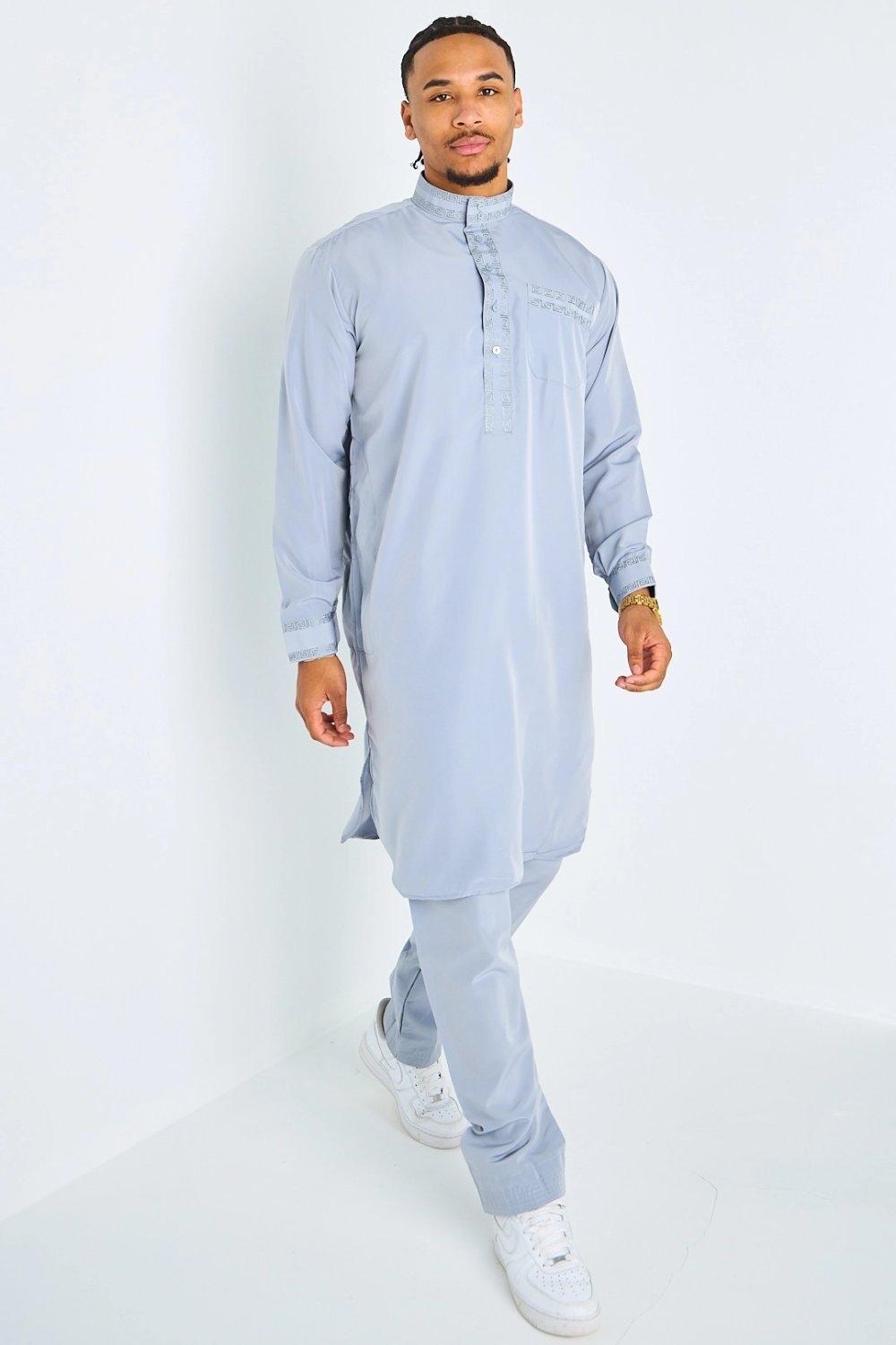 Light grey qamis and trousers set