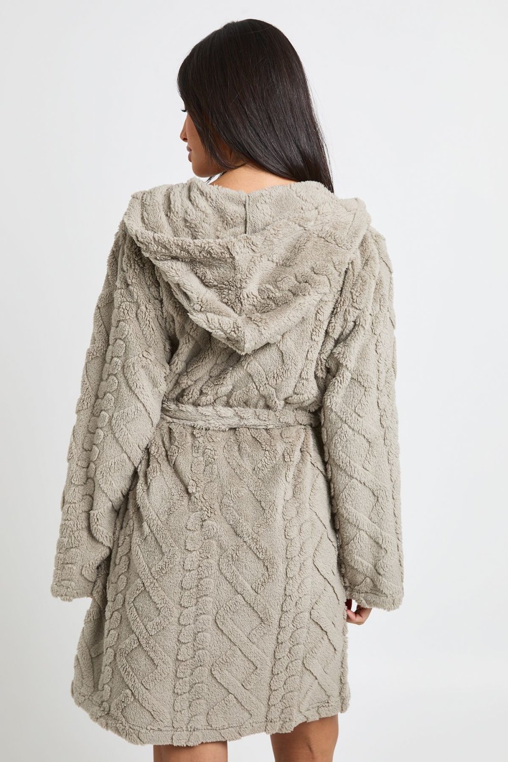 Robe de chambre courte en polaire à capuche
