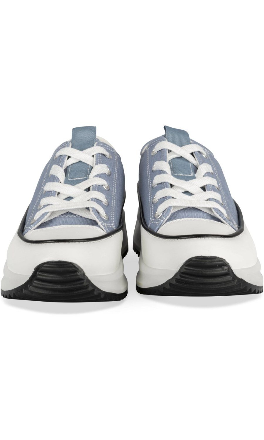 Blue canvas cleated platform sneakers