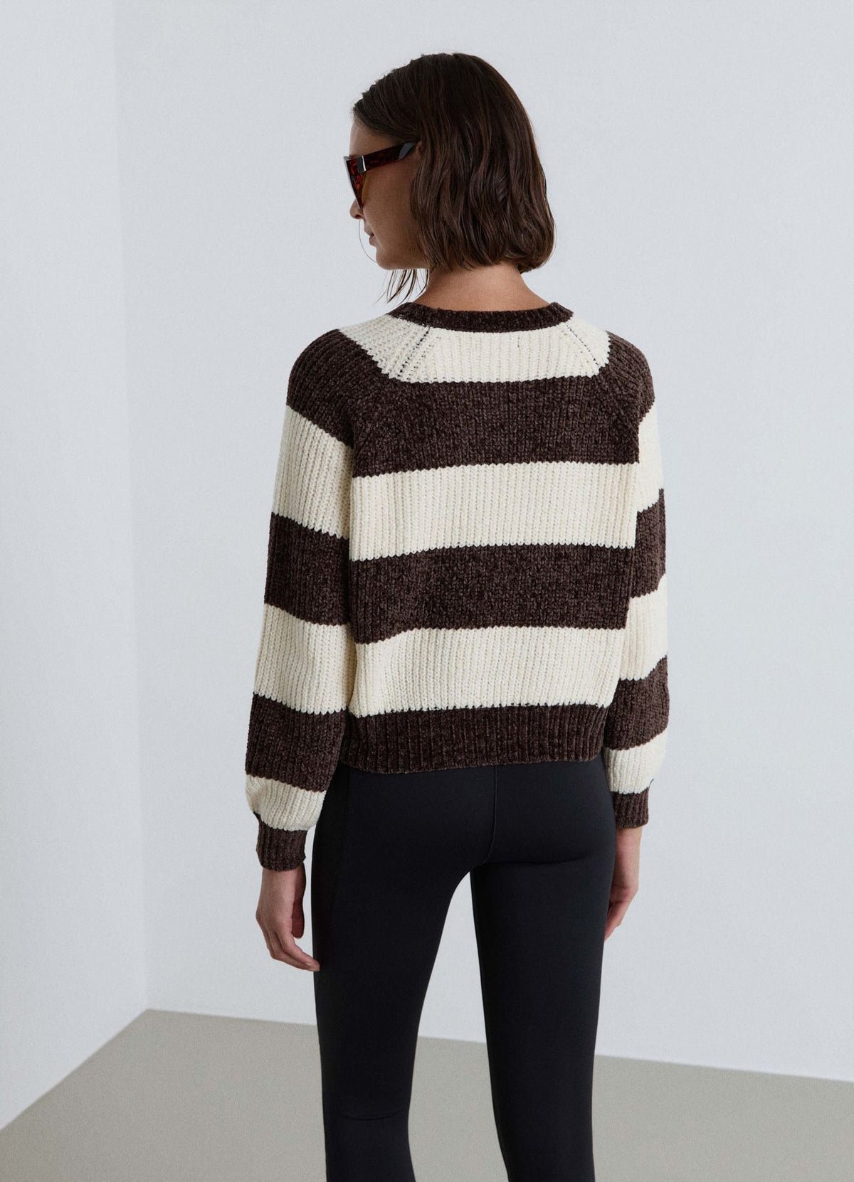 Striped corduroy-effect crew-neck jumper