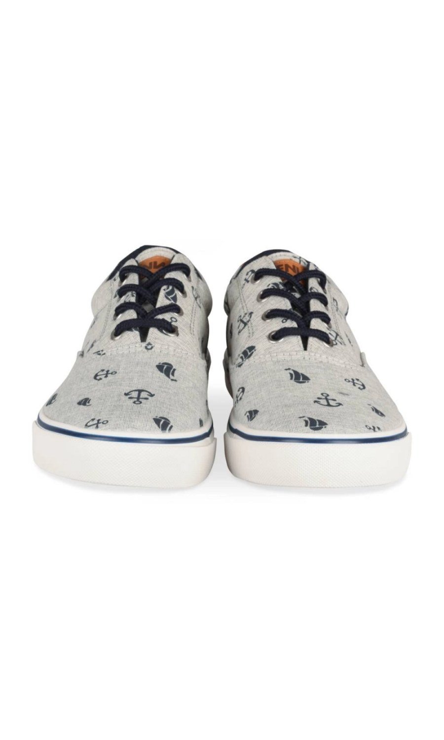 Light grey canvas anchor-print sneakers