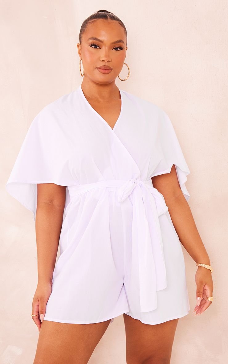Plus Poplin Wrap Front Playsuit