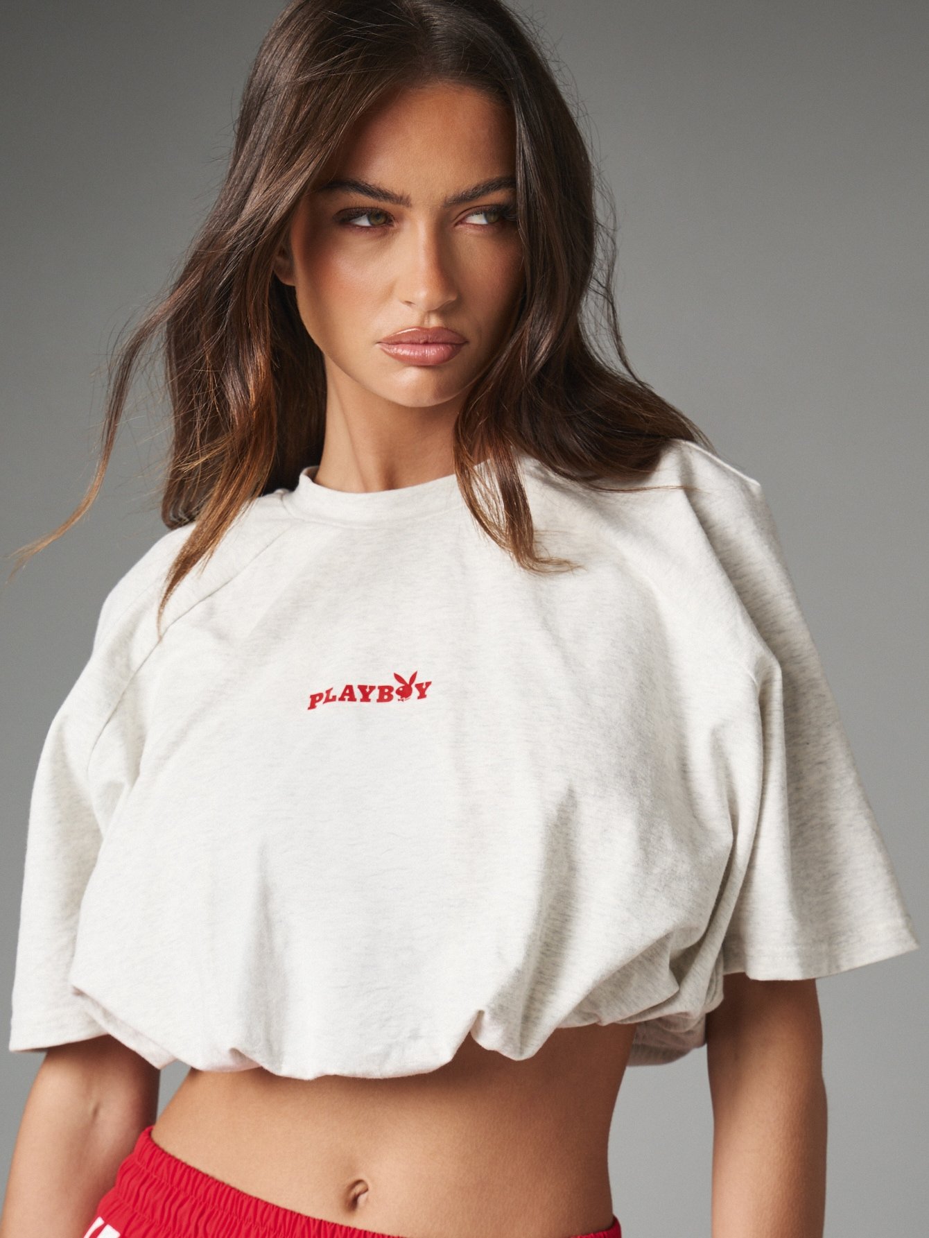 T-shirt court oversize avec logo sur la poitrine