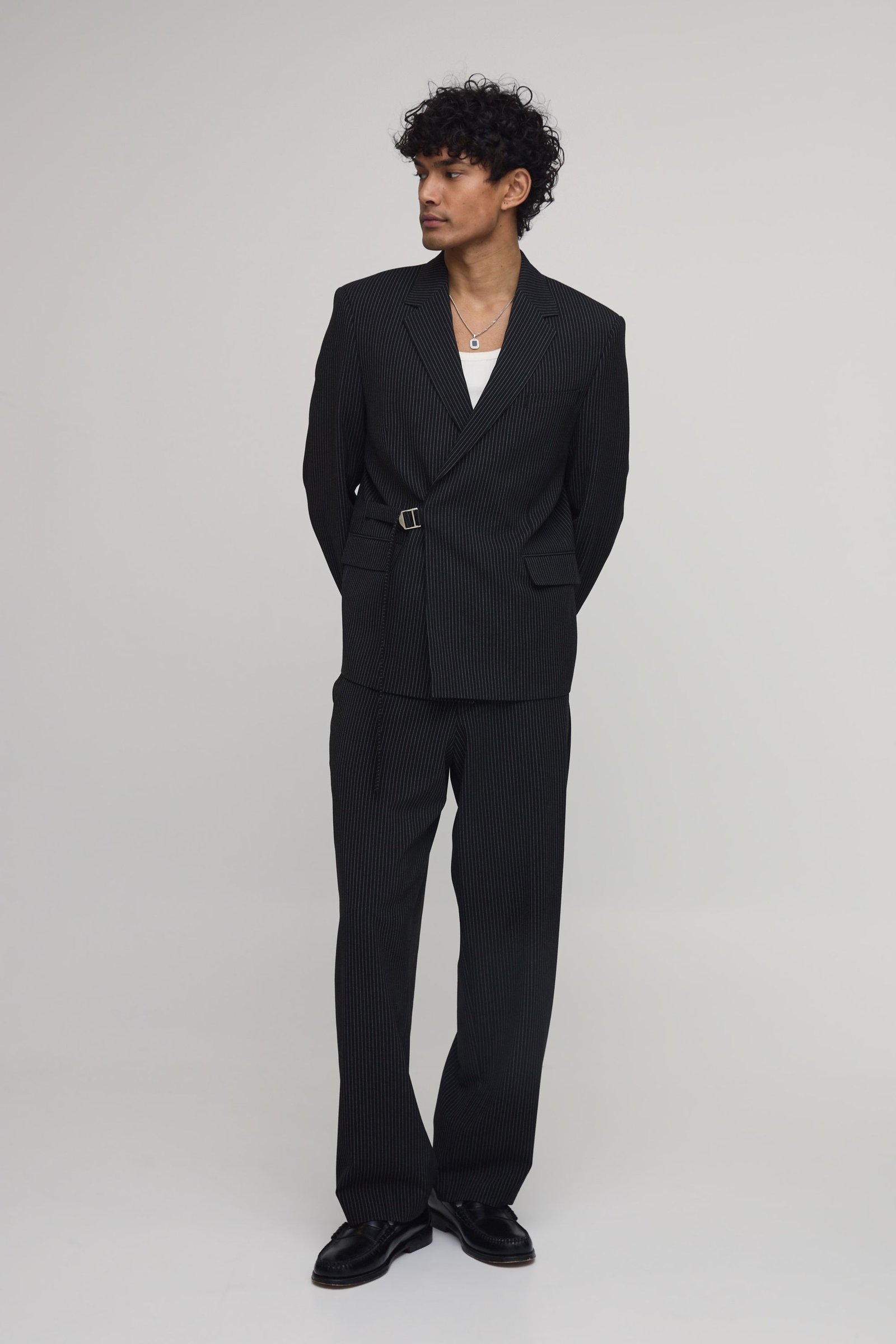 Blazer croisé à rayures tennis et boucle