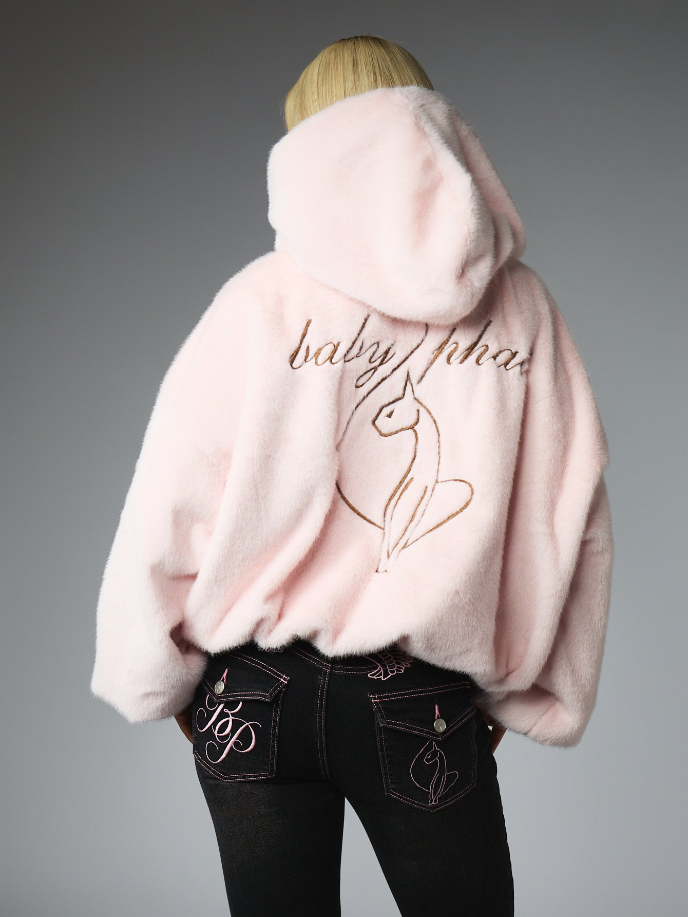 Sweat à capuche zippé en fausse fourrure à logo