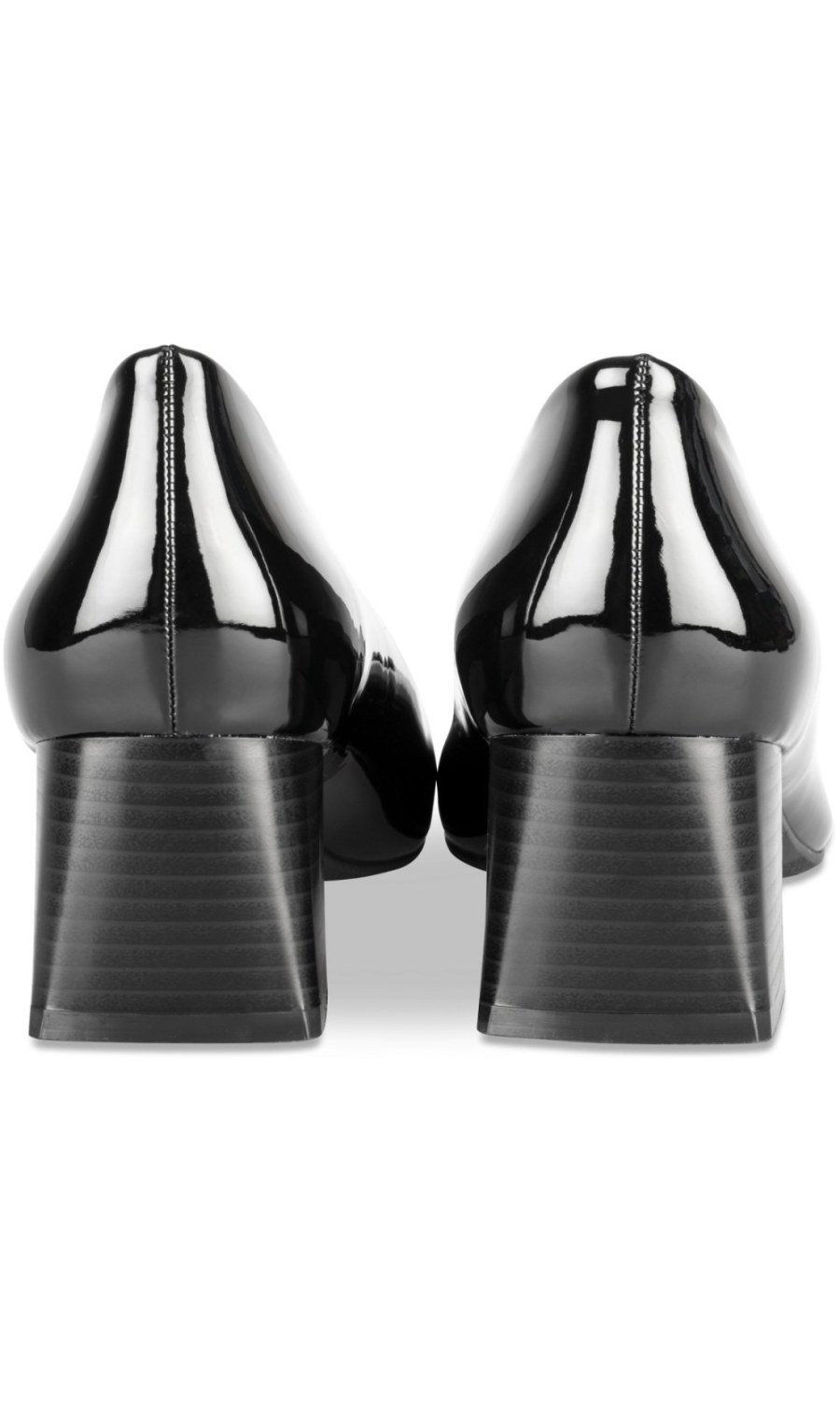 Black patent square-toe pumps