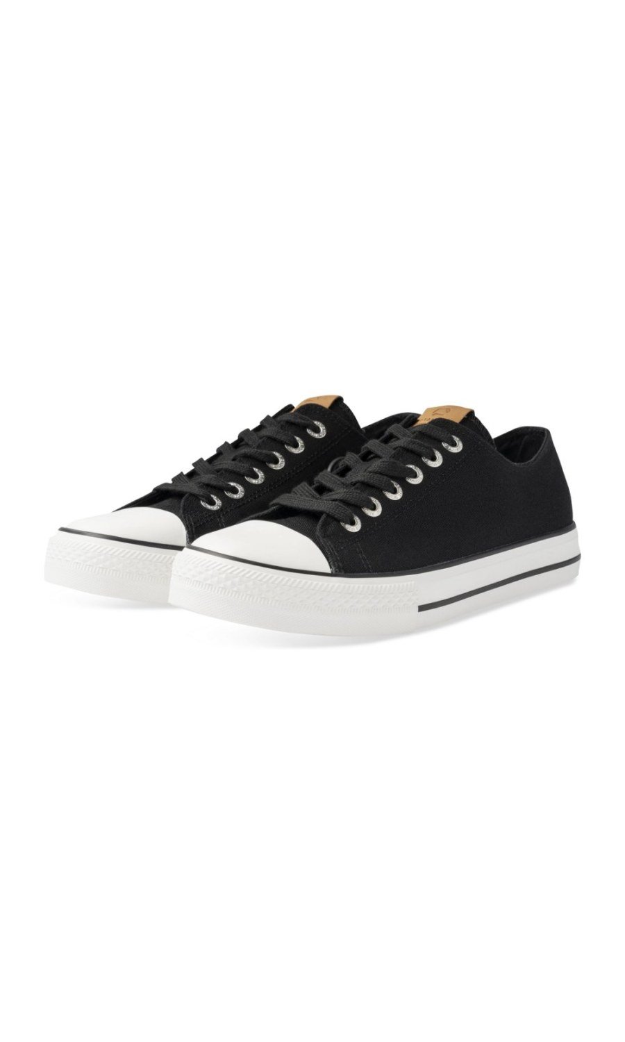 Black canvas sneakers with toe cap