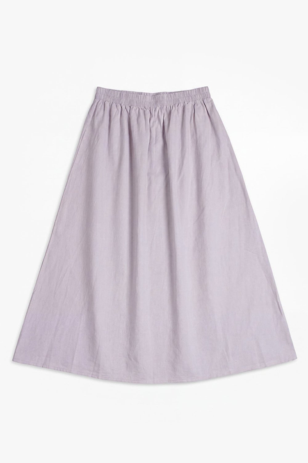 Jupe longue évasée en lin et coton - Lilas