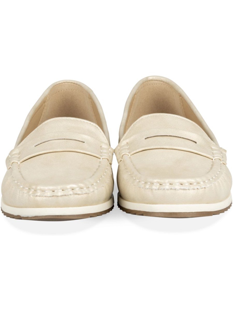 Mocassins nacrés à bride dorés