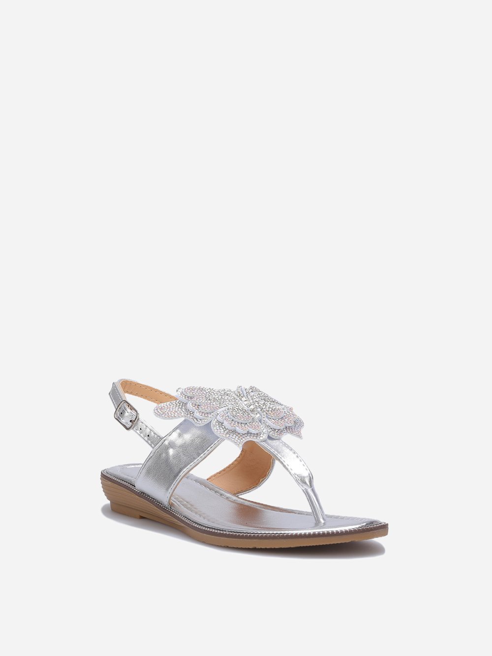 Sandales à papillon en strass argentées