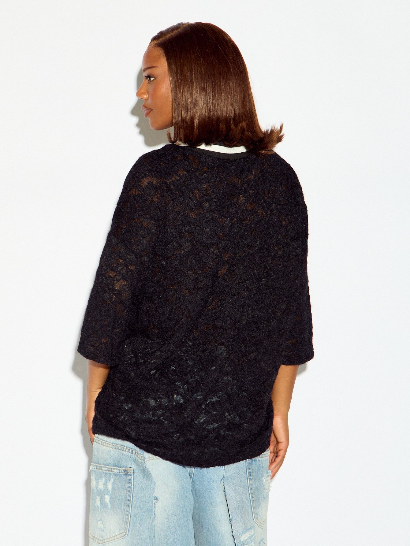 Pull oversize col V b appliqué Varsity 96