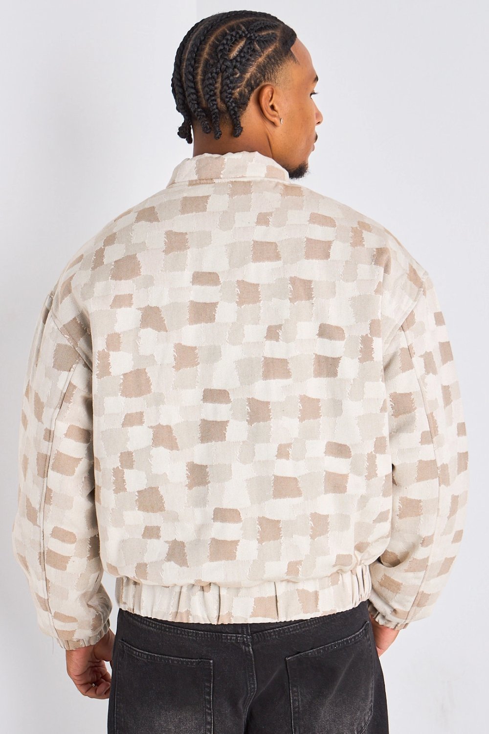 Bomber b motifs géométriques beige