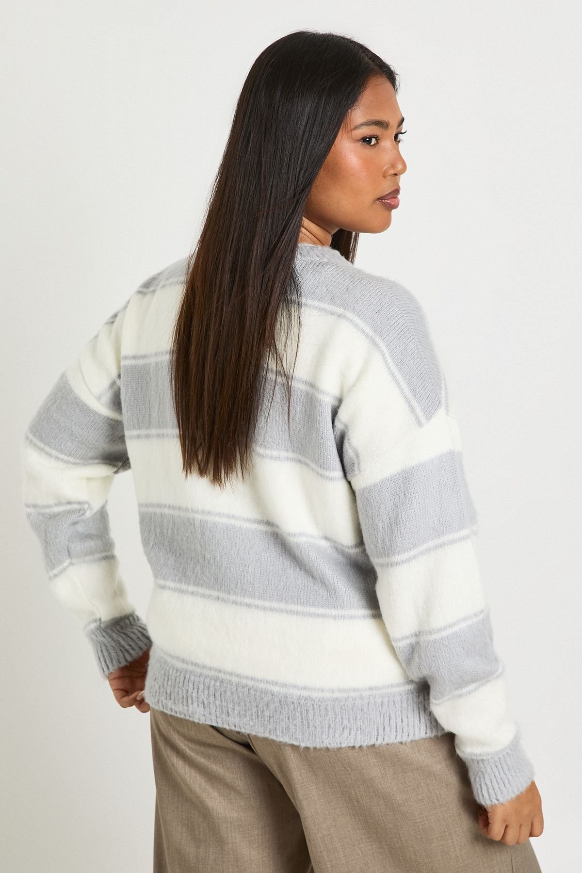 Pull rayé chiné oversize - Grande taille