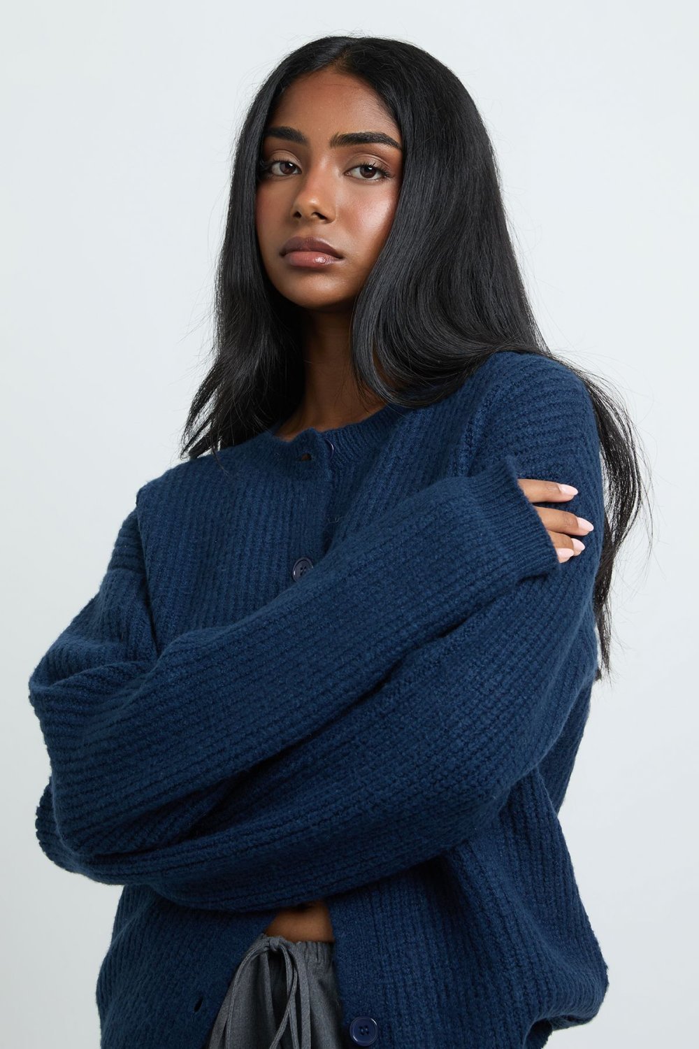 Navy chunky rib cardigan