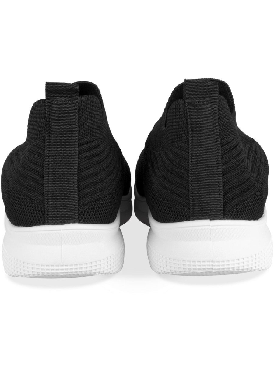 Black sock sneakers with white sole