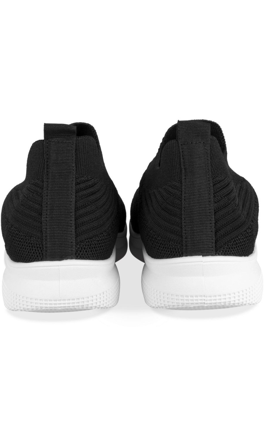 Black sock sneakers with white sole